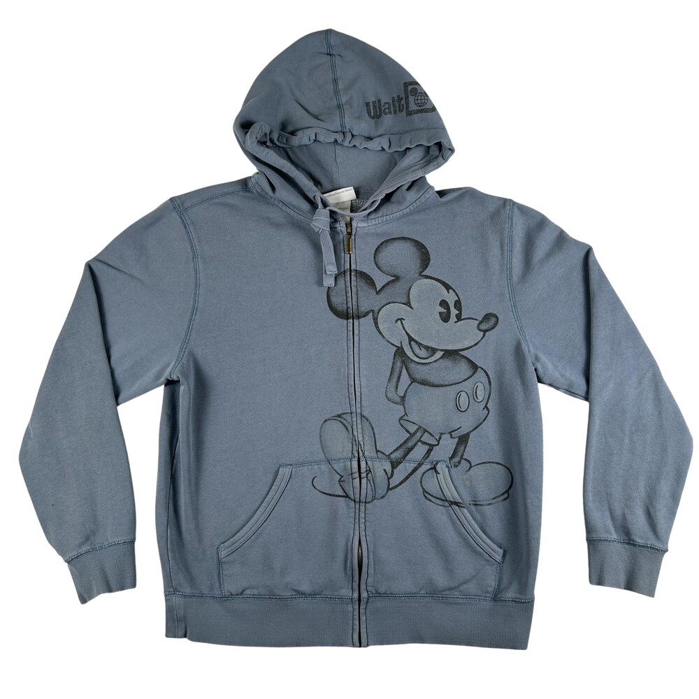 Disney Hoodie Mens Small Blue Full Zip Mickey Mouse Walt Disney World Graphic